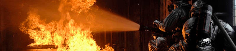 Firefighter fighting fire