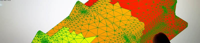 Human Finger Pointing to Computer Screen with Finite Element Analysis Result