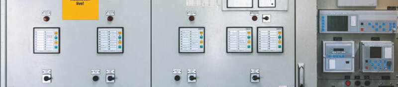 Detail of electronics control systems cabinets in industry low-voltage uninterrupted power in electrical power industrial electrical energy distribution substation