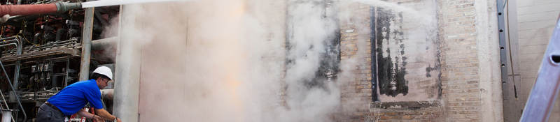 Hose stream test for fire door