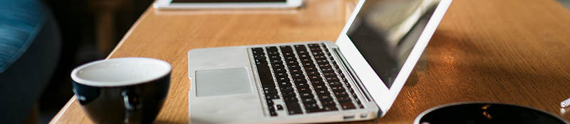 Laptop in a cafe