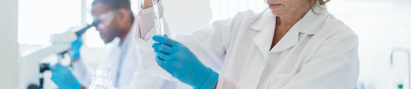Chemist working on chemicals