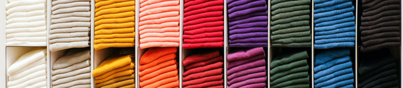 Colorful shelf in a retail store