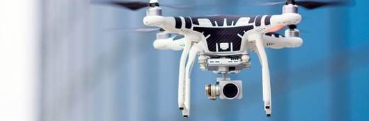 Hovering drone that takes pictures of city sights