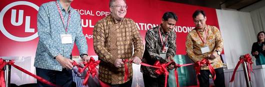 The ribbon cutting ceremony at UL's new wire & cable laboratory in Jakarta, Indonesia on April 11, 2017