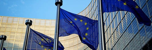 EU flags in front of European Commission