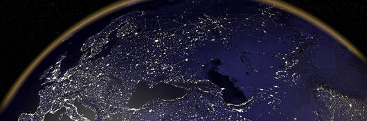 A view of Europe at night from space