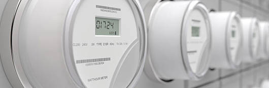 Row of white smart electric meters