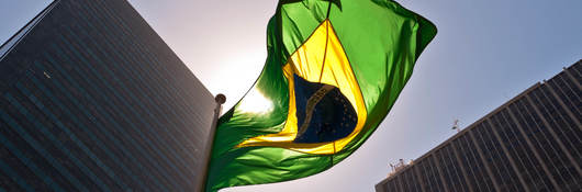 Brazilian flag in the sun 