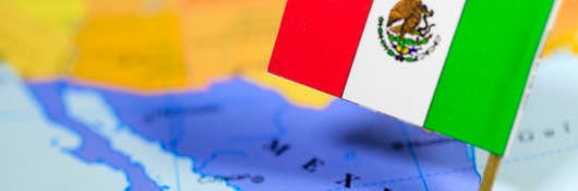 Small Mexico Flag on Map