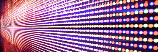 Wall of multiple color LED lights