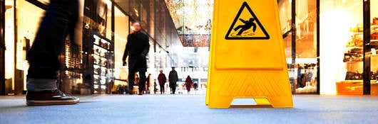Danger sign in a shopping mall