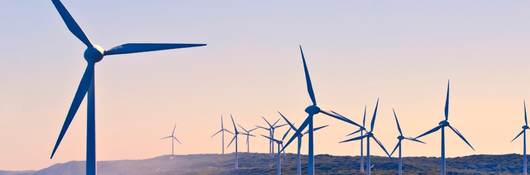 Wind turbines on a wind farm