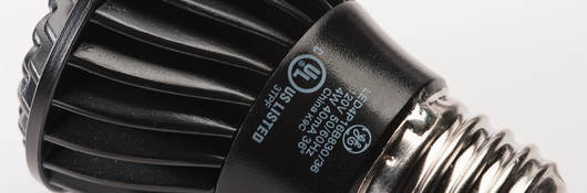 Up close picture of LED light bulb certified by UL