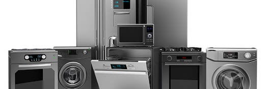 Selection of home appliances in stainless steel