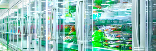 Commercial refrigerator aisle 