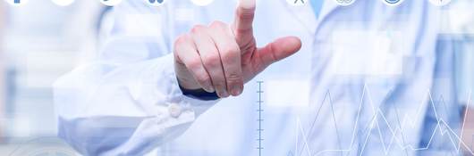 Medical professional using touch screen