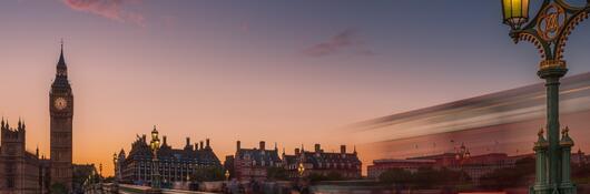 Big Ben and Westminster Bridge in the sunset