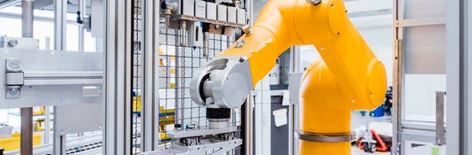 Industrial robot on factory shop floor