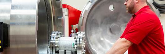 UL engineer works in the Hazardous locations laboratory, testing a product
