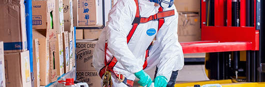 Man in White hazmat suit 