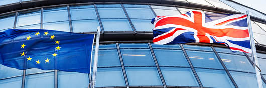 European Union and British flags