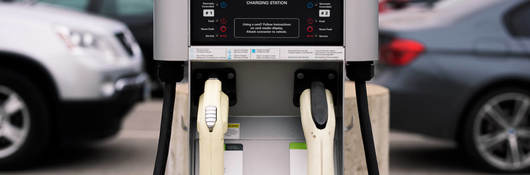 Closeup of EV charging station