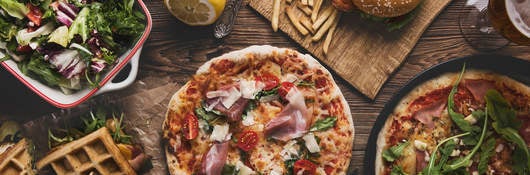 Food on a wooden table