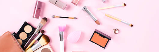 Make-up cosmetics spread over surface 