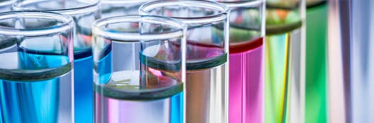 Test tubes with colorful liquids