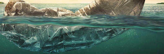 Plastic bottle floating in ocean