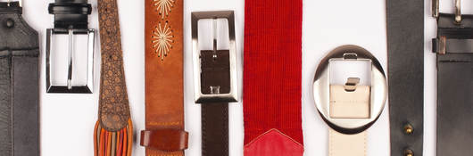 A photo of several leather belts