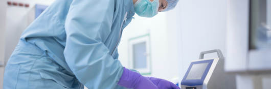 Scientist working in lab for drug production