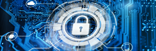 image of a lock over a circuit board