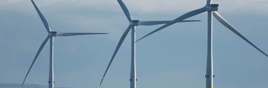 Off shore wind turbines adjacent to Scotland coast