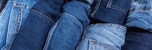 Row of denim jeans
