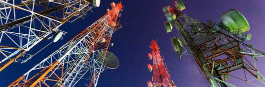 Ground view of telecommunication towers