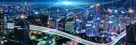 Smart city with wireless connection.