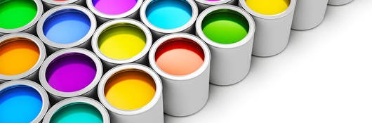 Colorful paint in multiple paint cans