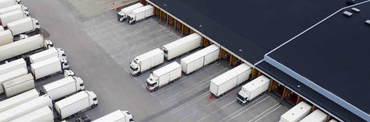 Trucks parked in a parking lot