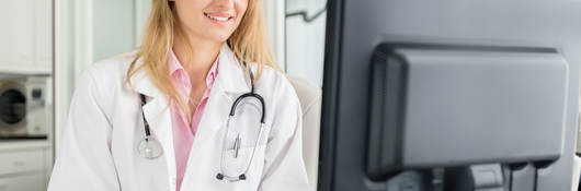 Doctor using a laptop