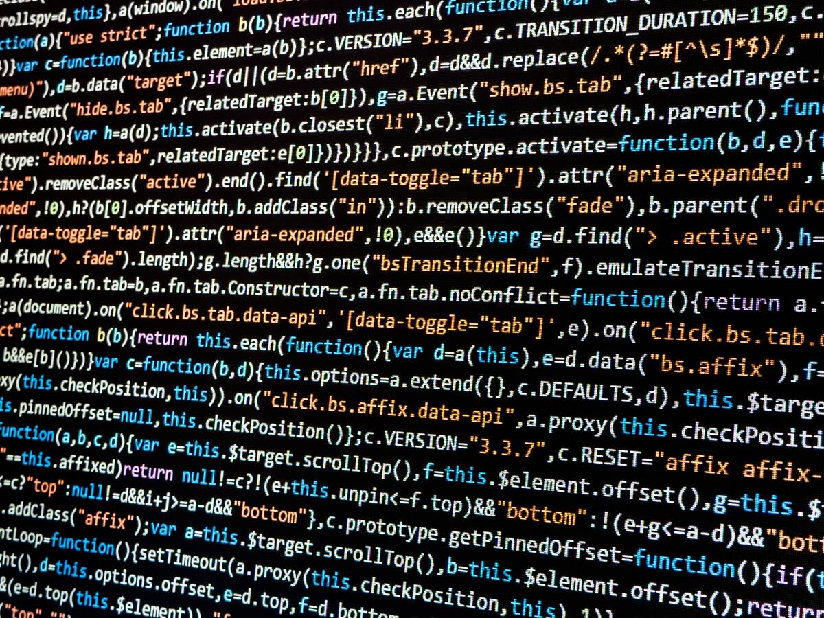 Photo of codes on a screen