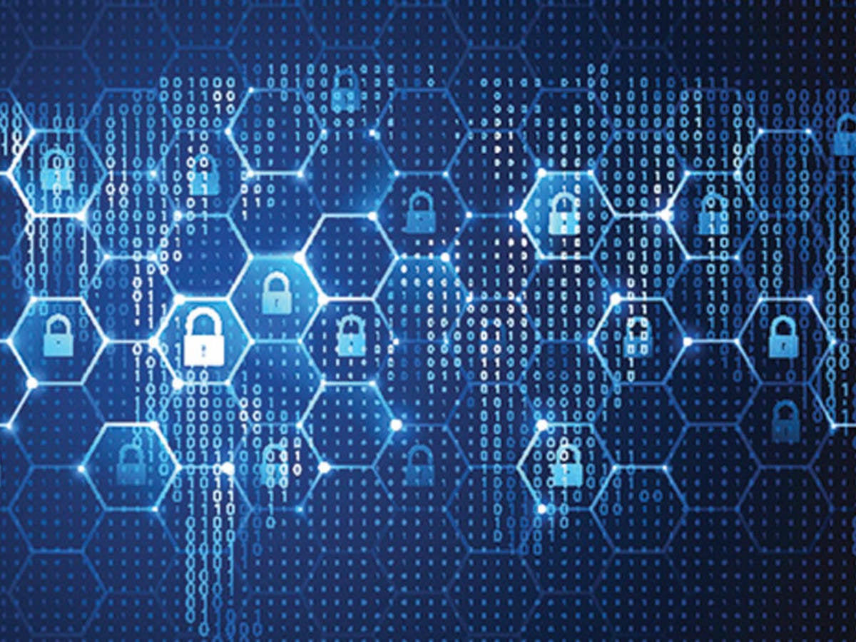 Network security web with locks inside different web holes