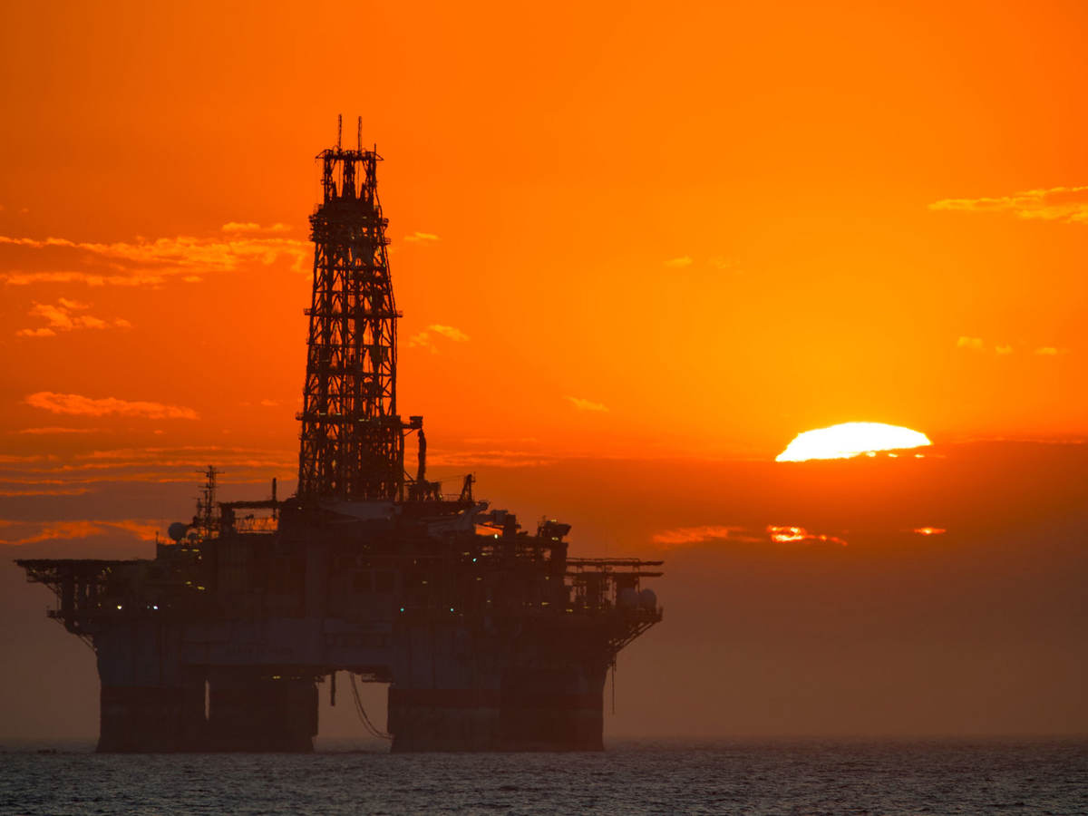 An offshore gas rig
