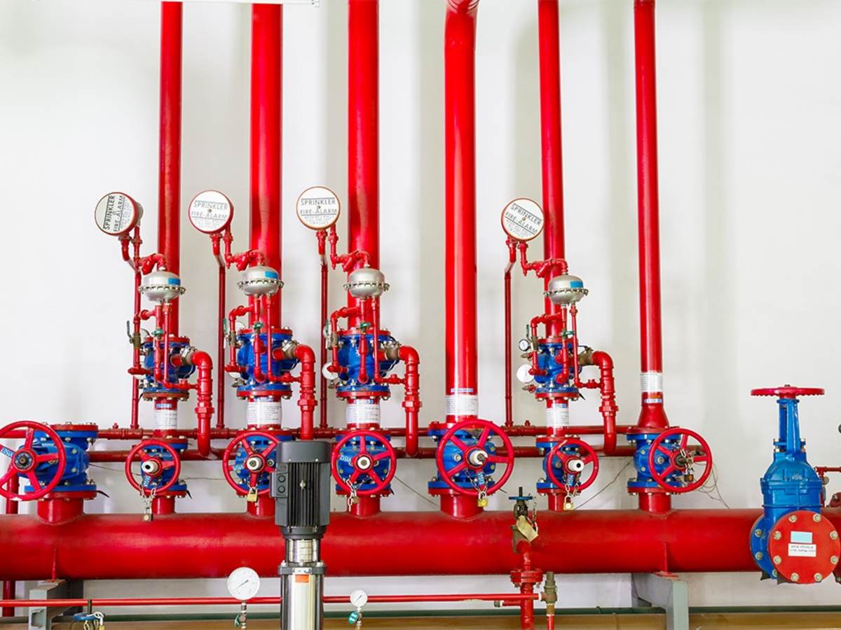 A row of fire valves