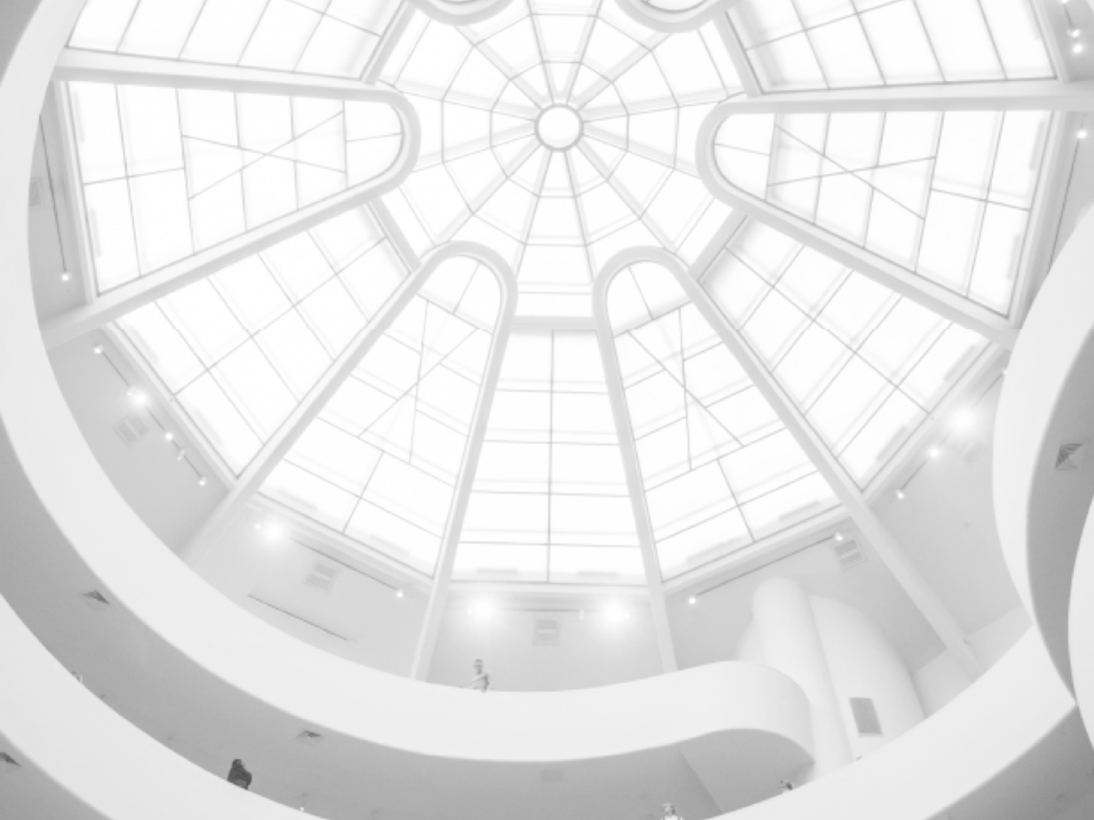 Upward shot of glass ceiling in an atrium