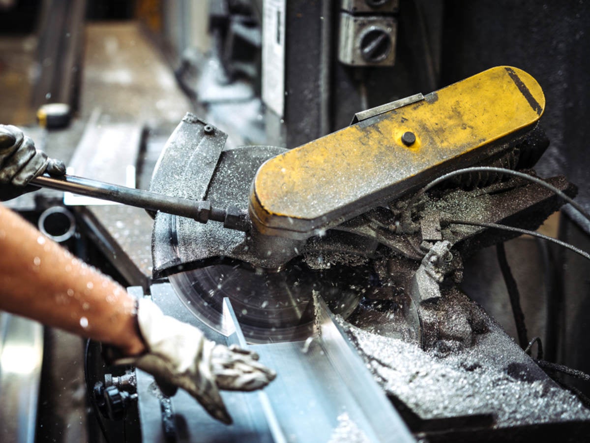 A malfunctioning industrial cutting machine