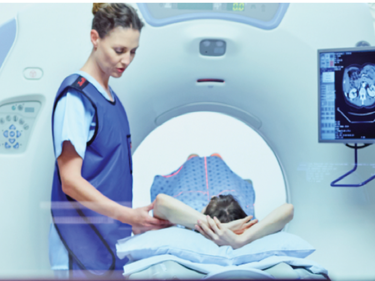 Person going in for CatScan