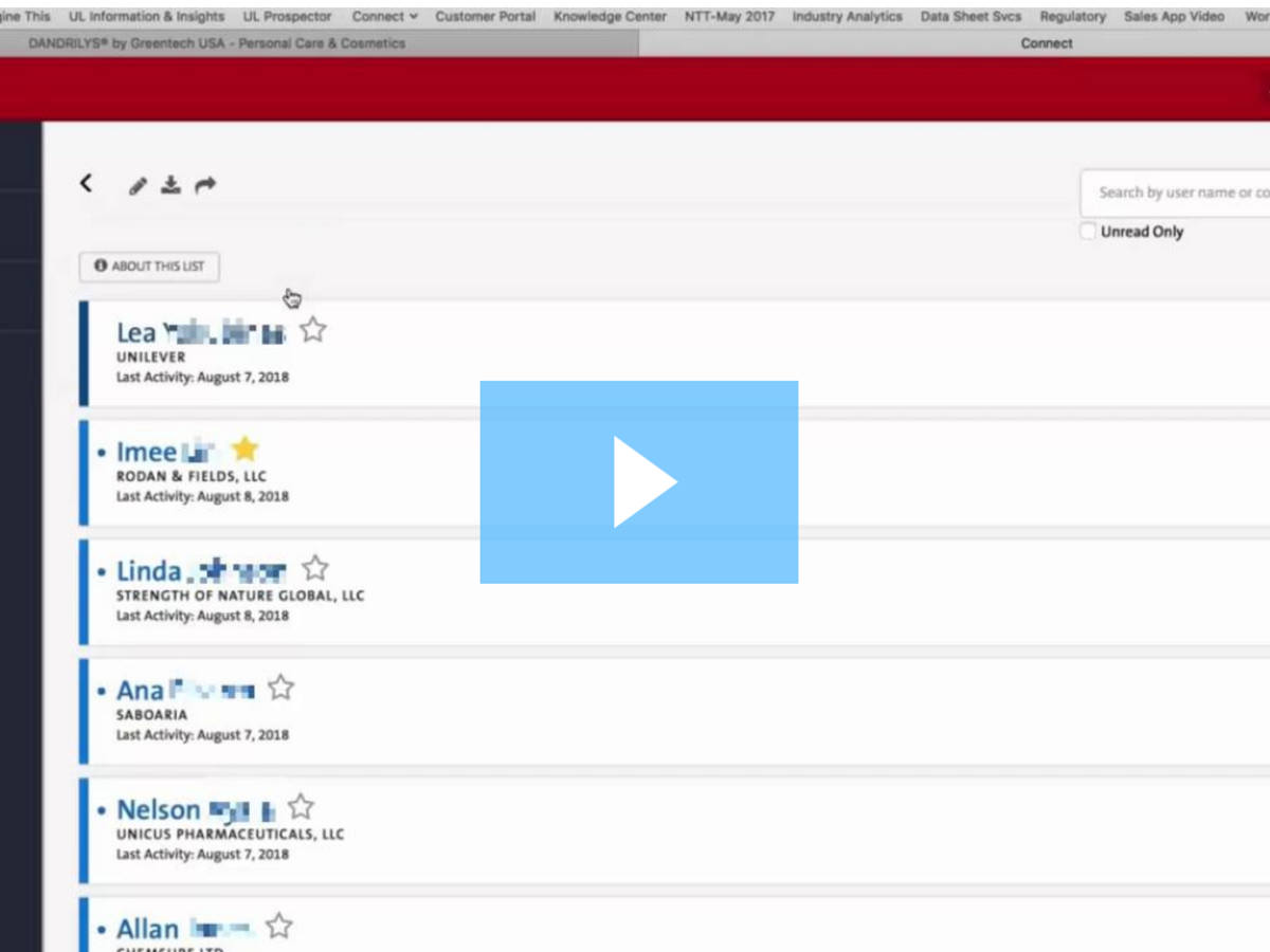 screen shot of the UL Connect user interface