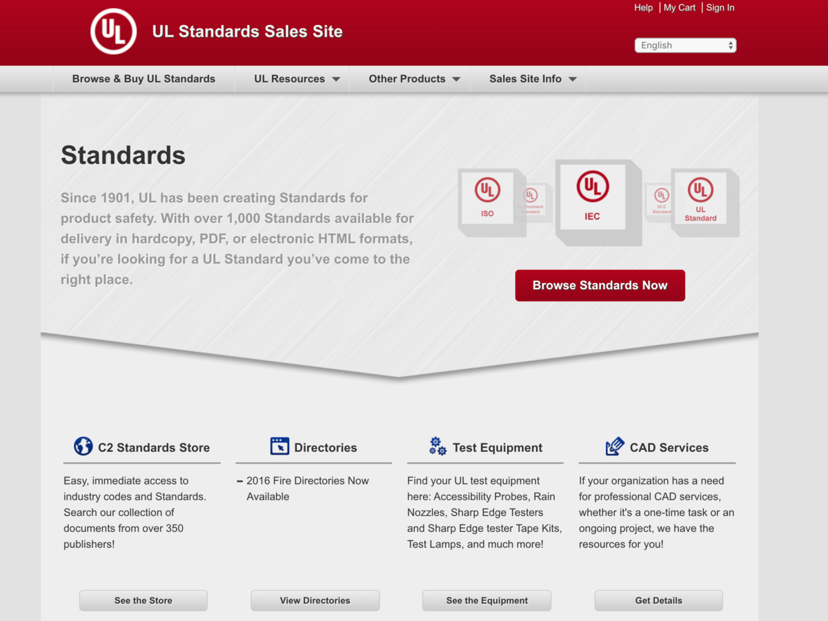 Screen shot of the Standard Shopping website